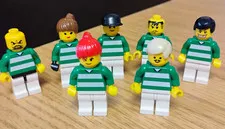 Lego Minifigures LOT (7) Green and White Soccer Players 