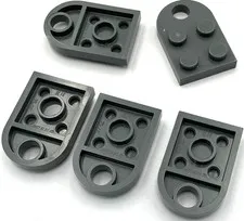 Lego 5 New Dark Bluish Gray Plates Modified 2 x 3 with Hole Parts