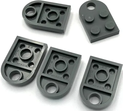 Lego 5 New Dark Bluish Gray Plates Modified 2 x 3 with Hole Parts