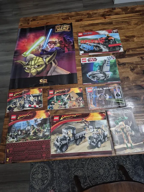 9 Lego Instruction Booklets,1  Poster.4841,7623,7620,7624,7622,8036,7263,8000