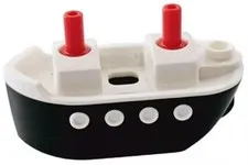 Lego New FERRY BOAT MINIFIG COSTUME White Top Black Hull Red Bars 23-10