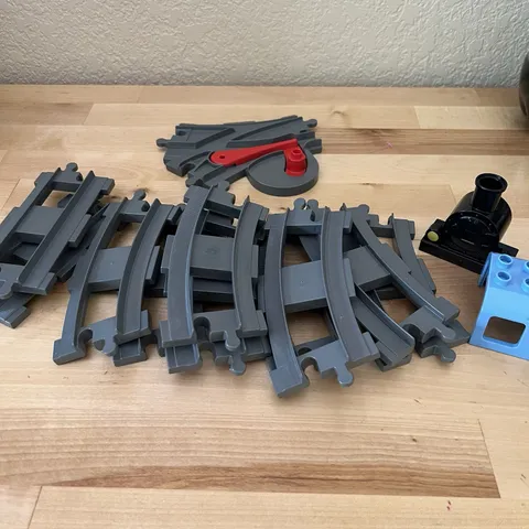 Lego Duplo Dark Gray Train Tracks 13 Piece Lot Switch Curve Straight Track