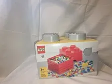 LEGO Storage Brick 4 Knobs Stackable Box Gray/Yellow 4003 Compatible 3+