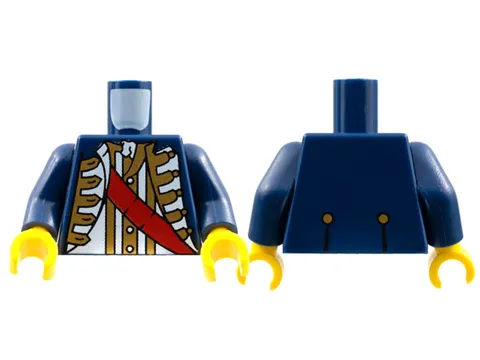 Torso Pirate Governor with Red Sash Pattern / Dark Blue Arms / Yellow - New LEGO