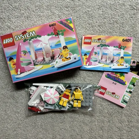 100% COMPLETE WITH BOX Vintage 1992 LEGO System Paradisa 6401 Seaside Cabana Set