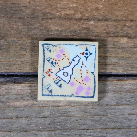 LEGO Elves Tan Tile 2 x 2 with Map and Elven Key Pattern 3068pb0907