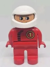Lego Duplo Figure Male Racer #1 Red w/ white helmet Vintage 2001 - FREE SHIPPING