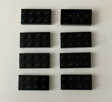 LEGO 8x NEW Pieces Plate 2x4 BLACK #3020