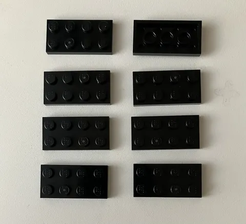 LEGO 8x NEW Pieces Plate 2x4 BLACK #3020