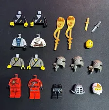 LEGO NINJAGO Minifigure Parts Bulk Lot: Torsos, Legs, Heads, Helmets, Weapons