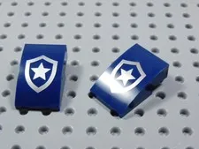 LEGO Lot of 2 Dark Blue 3x2 Curved Slope Printed Star Minifig BS