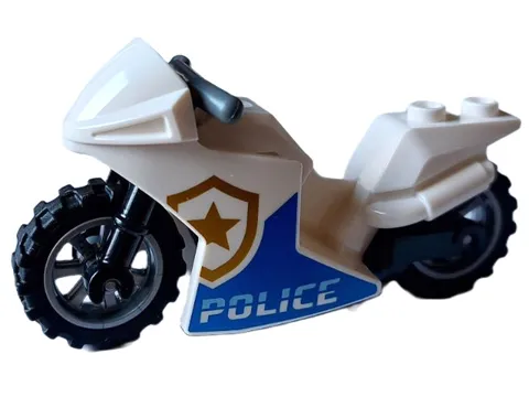 Lego White Police Motorcycle Sport Racing 18895c14pb02
