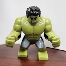LEGO Marvel Hulk Big Figure Minifigure Green Super Hero Figure Gray Shorts