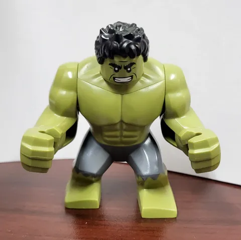 LEGO Marvel Hulk Big Figure Minifigure Green Super Hero Figure Gray Shorts
