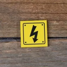 LEGO Yellow Tile 2 x 2 with Electricity Danger Sign and Rivets 3068pb1152 Qty 1