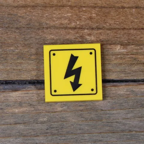 LEGO Yellow Tile 2 x 2 with Electricity Danger Sign and Rivets 3068pb1152 Qty 1