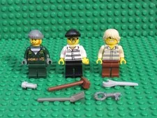 Lot of 3  Town City Police LEGO Minifigures 60143 Burglar Prisoner Bandit HH62