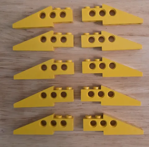 LEGO Parts: Technic: 2744 Technic Slope 6 x 1 x 1 2/3 YELLOW x10