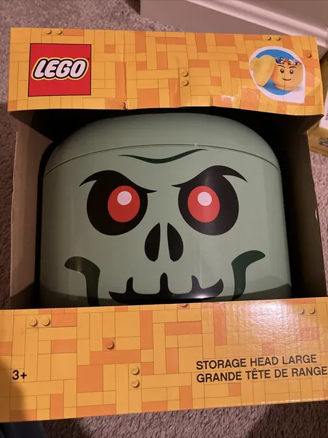 Lego LARGE Green Skeleton Zombie Storage Head Container NEW Halloween Decor