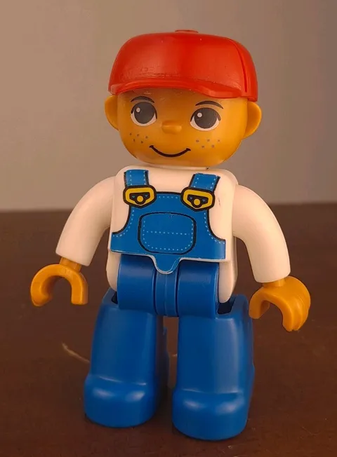 Lego Duplo Farmer Red Hat White Shirt Blue Overalls