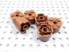 LEGO Lot of 6 Reddish Brown Round 2x2 Bricks w/ Axle Hole BP
