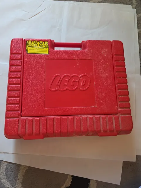 LEGO  1985 Red Plastic Carrying Case Full Of Vintage 80's  Legos 