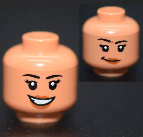 New LEGO Minifigure Head Nougat Female Smile dual sided grin Hispanic 6404018