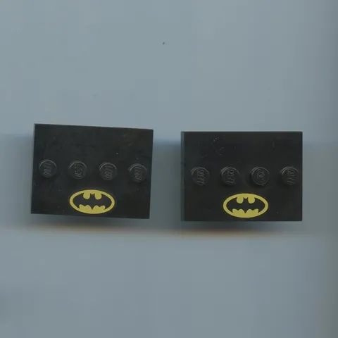 Batman LEGO x 2 Black Tile, Modified 3 x 4 with 4 Studs in Center Batman Logo