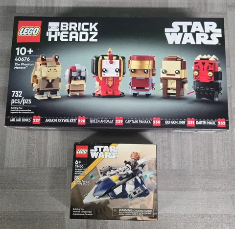 LEGO The Phantom Menace Star Wars Brickheadz 40676 & Plo Koon Microfighter 75400