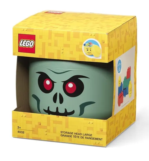 🔥 Lego LARGE Green Skeleton Zombie Storage Head Container Halloween Decor NEW!