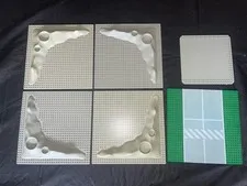 Vintage LEGO Space 32x32 Crater Moon Base Plate Grey Terrain Lot Of 4 + 2 Plates