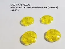 LEGO Lot of 4 Trans Yellow Plate Round 2 x 2 with Rounded Bottom Boat Stud Part