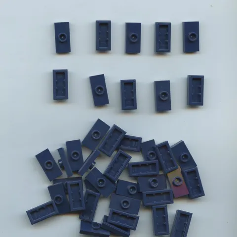LEGO x 40 Dark Blue Plate, Modified 1 x 2 with 1 Stud with Groove and Bottom