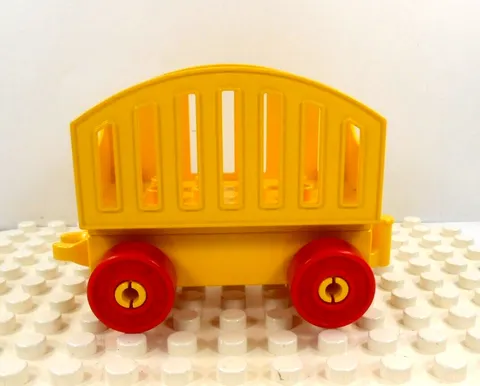 Lego Duplo Item Train Car 2x6 w/ Animal Transport Cage yellow/yellow/red vintage