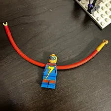 LEGO Ms. Marvel Minifigure Torso & Legs Blue/Red Lightning Print Red Cord