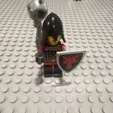 LEGO Castle Black Dragon Knight Minifigure w/ Helmet, Shield & Spear