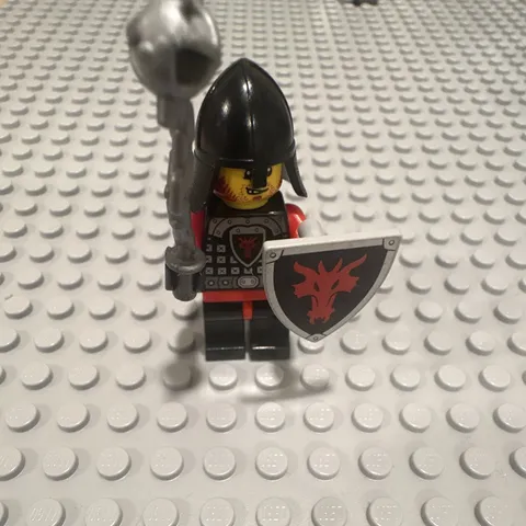 LEGO Castle Black Dragon Knight Minifigure w/ Helmet, Shield & Spear