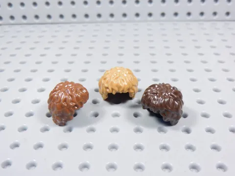LEGO Lot of 3 Wavy Curly Hair Dark Brown Nougat Brown Minifig AZ