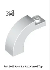 NEW LEGO Parts WHITE 6005 Pack of 4 Arch 1 x 3 x 2 Curved Top 4167052 4280128