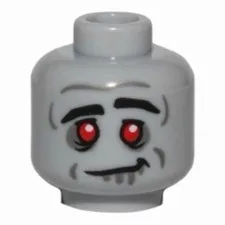 LEGO Minifigure, Head Alien Zombie Black Thick Eyebrows, Red Eyes