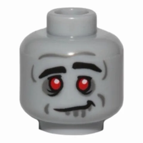 LEGO Minifigure, Head Alien Zombie Black Thick Eyebrows, Red Eyes