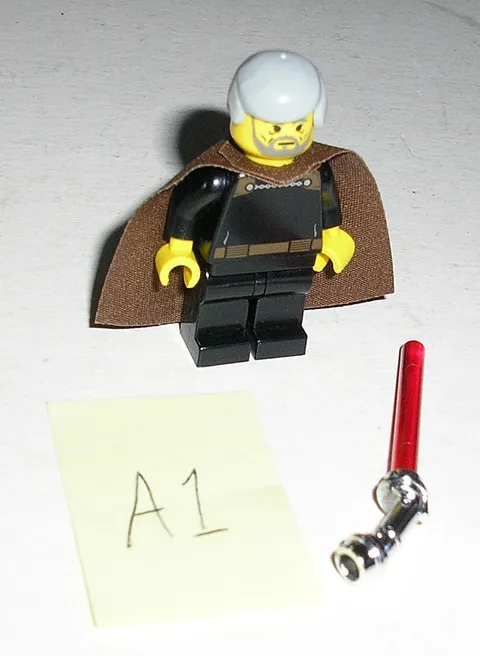 2002 Lego Star Wars COUNT DOOKU w/ Light Gray Smooth Hair Minifigure 7103 *A1*
