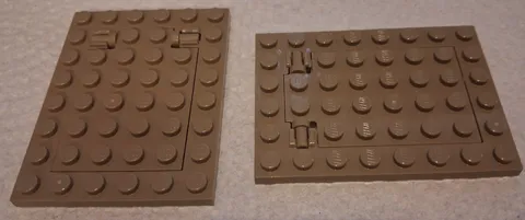 H Lego Lot 2 Dark Tan Modified Plate 6 x 8 Frame & Door 92107 92099 Long Pins