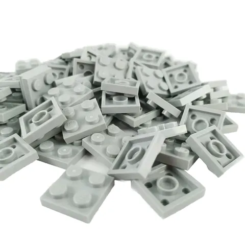 100 Pieces LEGO® 2x2 Light Bluish Grey Four Stud Plates element 3022 MOC Lot