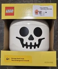 LEGO White Skeleton Skull Storage Head Large Container Halloween Decor NEW