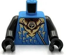 Lego New Minifigure Dark Azure Torso Gold Dragon Head Armor and Scale Tips Part