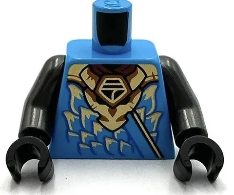 Lego New Minifigure Dark Azure Torso Gold Dragon Head Armor and Scale Tips Part