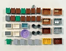 Lot of Lego Barrels, Crates, Bins, and Garbage Cans