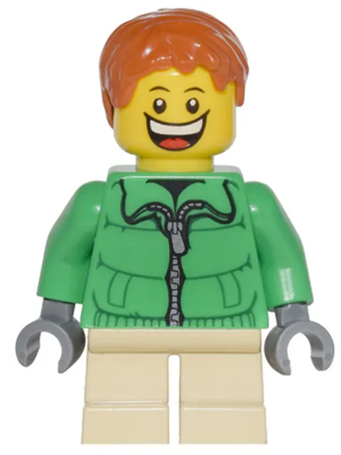 LEGO [No Color/Any Color] Winter Jacket Zipper, Tan Short Legs, Dark Orange Shor