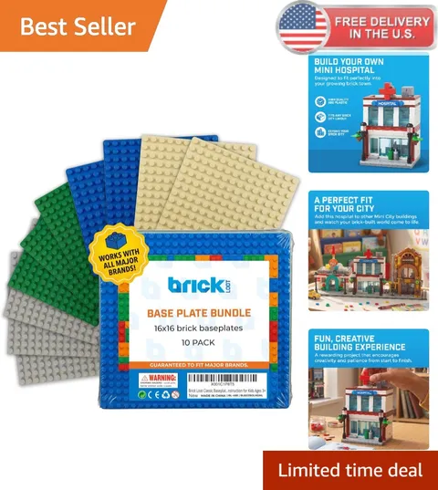 5x5 inch Baseplates - 10 Pack Durable ABS Plastic Building Plates Multi Colors